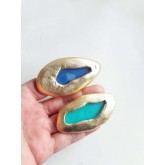 Oversize Blue Ring, Blue Gold Ring, Irregular,